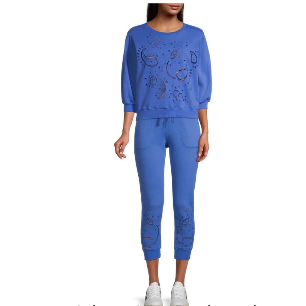 Johnny Was Sweatshirt and Jogger Pants 2 Ps.Set Size-L Lapis